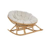 Sedia a dondolo in rattan beige chiaro cuscini tessuto cotone Orvieto