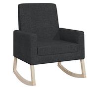Sedia a dondolo in tessuto nera con pattini in legno, poltrona relax ergonomica per soggiorno, camera da letto, cameretta dei bambini, con braccioli e imbottitura per leggere e dondolare rilassati