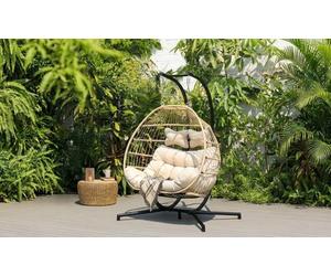 Sedia A Dondolo Loma Per 2 Persone Home Deluxe: Beige