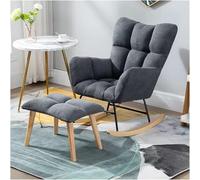 Sedia a dondolo Mid-Century Glider con ottomana, schienale alto, comoda sedia a dondolo grigia per soggiorno, cameretta e relax