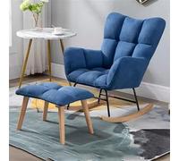 Sedia a dondolo moderna con poltrona reclinabile in tessuto metà secolo per soggiorno, elegante divano per il tempo libero, design a slitta (blu navy)