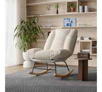 Sedia a dondolo moderna, divano, sedia a sdraio da soggiorno, sedia a dondolo imbottita, sedia relax, Base in legno, muslimah 79x100x65cm