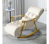 Sedia a dondolo moderna Mid-Century, comoda poltrona reclinabile per soggiorno, design imbottito, divano singolo ergonomico, 96 x 59 x 83 cm