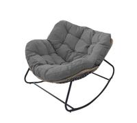 Sedia a dondolo oversize imbottita, per interni, per soggiorno, ufficio o balcone, struttura in acciaio, per patio, giardino, taglia adulto (grigio cenere)