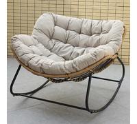 Sedia a dondolo oversize in vimini con cuscino imbottito, per interni ed esterni