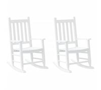 Sedia a dondolo per bambini, 2 pezzi, bianca, in legno massiccio di pioppo, con rete a doghe, ergonomica e stabile, per giardino, soggiorno, camera dei bambini, relax e altalena