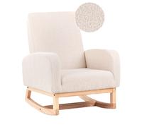 Sedia a dondolo per bambini Boucle in legno per bambini beige chiaro Norby