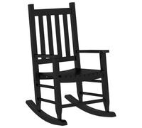 Sedia a dondolo per bambini, nera, in legno massiccio di pioppo, 49 x 66,5 x 85,5 cm, con design a doghe e braccioli, per soggiorno, cameretta dei bambini e giardino, per rilassarsi e dondolare