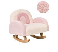 Sedia a dondolo per bambini Rainbow Boucle Gambe in legno per bambini rosa Ombo