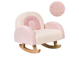 Sedia a dondolo per bambini Rainbow Boucle Gambe in legno per bambini rosa Ombo