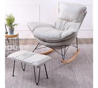 Sedia a dondolo per bambini, sedia reclinabile singola, sedia a dondolo per bambini, sedie a dondolo con pouf, poltrona imbottita per soggiorno, base in legno per balcone