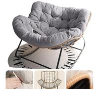 Sedia a dondolo per esterni, comoda e grande, con cuscino spesso e tessuto in rattan delicato sulla pelle, per giardino e soggiorno, design elegante