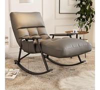 Sedia a dondolo per interni con cuscino imbottito, comoda sedia a dondolo oversize per patio, cortile, balcone, portico, struttura in acciaio, sedia da campeggio, mobili da patio per esterni, con