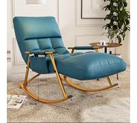 Sedia a dondolo per interni ed esterni, con cuscino imbottito, struttura in acciaio oversize, per patio, cortile, balcone, portico, comoda sedia da campeggio, capacità di peso 136 kg, colore blu
