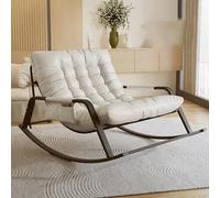 Sedia a dondolo per interni ed esterni, con seduta imbottita spessa e tasca laterale, poltrona portatile per balcone, patio, portico, arredamento confortevole ed elegante per il relax