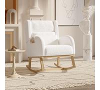 Sedia a dondolo, Poltrona a dondolo allattamento,Rocking Chair sedia a dondolo da interno con tasche laterali gambe in legno massello, per adatta per soggiorno e camera da letto, balcone
