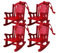 Sedia a dondolo rossa, 4 pezzi di sedia vuota di Natale in paradiso con in legno, mini decorazioni a dondolo rosse appese per l'albero di Natale, per la perdita della persona amata, ricordo e s
