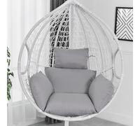 Sedia A Dondolo Sospesa, Carico Massimo 150 kg, Poltrona Sospesa da Giardino con Cuscino E Supporto, Cestini Sedia Amaca con Nido in Rattan for Interni Ed Esterni(Grey)