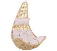 Sedia a Dondolo Sospesa da Soffitto in Rattan Beige in vimini Boho Rustico Atri