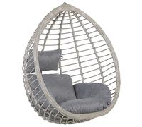 Sedia a Dondolo Sospesa da Soffitto in Rattan Grigio in vimini Boho Rustico