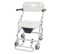 Sedia a rotelle 3 in 1, con ruote, pieghevole, per anziani fino a 150 kg, con bracciolo, schienale e secchio per WC, stabile e sicura