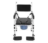 Sedia a rotelle con 4 ruote bloccabili, per anziani, WC con bidet, altezza regolabile a 3 livelli, portata 160 kg, altezza seduta 48-54 cm