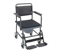 Sedia a Rotelle con WC - Invacare Cascata H720T - Carrozzina Disabili - Portapedane Girevole - Sedile Imbottito Copriforo - Blu Antracite
