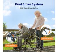 Sedia a rotelle da trasporto, sedia a rotelle portatile e pieghevole con bracciolo ribaltabile regolabile, poggiapiedi girevole, struttura in acciaio resistente,