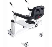 Sedia a rotelle elettrica per il trasferimento del paziente, sedia da bagno multifunzionale per WC con ruote per sedie a rotelle mobili per anziani disabili, apertura e chiusura a 180°, carico massimo