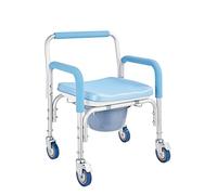 Sedia a rotelle for doccia comoda, sedia for WC comoda con ruote, sgabello for doccia for anziani, adulti, disabili, sedia mobile con ruote(Blue)