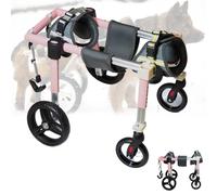 Sedia a rotelle per cani a 4 ruote, per gambe posteriori, regolabile, leggera, con supporto per la mobilità e il recupero, ideale per cani disabili, include bretelle per gambe e supporto per l'anca.