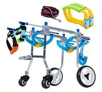 Sedia a rotelle per cani per gambe posteriori, passeggino completo per animali domestici, con 4 ruote, in alluminio leggero, per riabilitazione delle gambe anteriori/posteriori (taglia S)