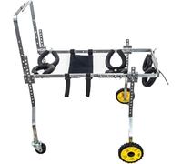 Sedia a rotelle per cani Supporto completo Sedia a rotelle per cani a 4 ruote, carrello per cani regolabile Sedia a rotelle per animali domestici Barra di trazione manuale per cani di piccola taglia e
