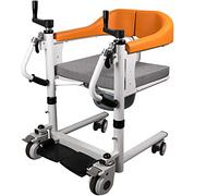 Sedia a rotelle per sollevamento pazienti domiciliare con sedile diviso a 180°, sedia a rotelle da trasporto portatile con schienale e vasino, sedia da trasferimento per disabili per anziani 5 in 1