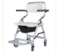 Sedia a rotelle pieghevole da bagno portatile con braccioli e ruote, regolabile per anziani e disabili, sgabello da doccia facile da usare