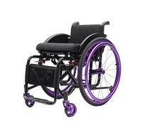 Sedia A Rotelle Pieghevole Leggera Autopropulsa - Carrozzina Sportivi Per Tutti I Terreni - Poggiapiedi Pieghevole - Sedie Rotelle Per Esterni, Casa, Viaggi(Purple,14.1" Seat Width)