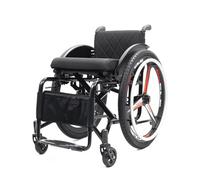 Sedia A Rotelle Pieghevole Leggera Autopropulsa - Carrozzina Sportivi Per Tutti I Terreni - Poggiapiedi Pieghevole - Sedie Rotelle Per Esterni, Casa, Viaggi(Orange- 2,16.5" Seat Width)
