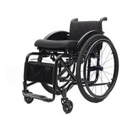 Sedia A Rotelle Pieghevole Leggera Autopropulsa - Carrozzina Sportivi Per Tutti I Terreni - Poggiapiedi Pieghevole - Sedie Rotelle Per Esterni, Casa, Viaggi(Black,14.1" Seat Width)