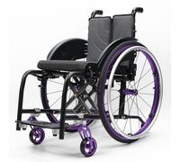 Sedia a rotelle pieghevole leggera, sedia a rotelle sportiva in alluminio autopropulsa, sedia a rotelle portatile for il trasporto, poggiapiedi rimovibili(Purple,38cm/15in)