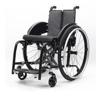 Sedia a rotelle pieghevole leggera, sedia a rotelle sportiva in alluminio autopropulsa, sedia a rotelle portatile for il trasporto, poggiapiedi rimovibili(Black,42cm/16.5in)