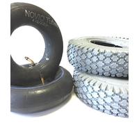 Sedia a rotelle Pneumatici 2 Pezzi 4.10/3.50-5 Grigio + 2 Pezzi Tubo valvola di Angolo, Blocco Spessi Profilo, Stabile 4 PR Pneumatici