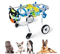 Sedia a Rotelle Regolabile Carrello Regolabile per la Riabilitazione delle Zampa Anteriore/Zampe Posteriori di Cani e Cane di Grossa Taglia, 4 Ruote, Carrozzella Adatto per Tutti i Cani, 1.5~60 kg
