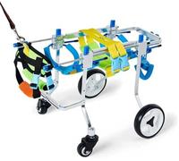 Sedia a rotelle regolabile per cani e gatti disabili, supporto completo per cani e gatti, aiuto per la mobilità a quattro ruote per camminare assistito e riabilitazione delle zampe anteriori e