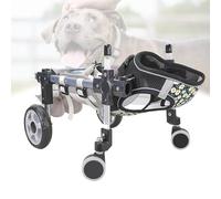 Sedia a rotelle regolabile per cani, leggera a 2/4 ruote, ausilio per la mobilità per cani disabili, supporto per le gambe posteriori, passeggino per animali domestici per cani (nero, XS)