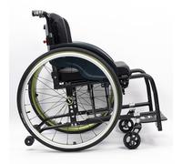 Sedia a rotelle sportiva leggera for adulti, sedia a rotelle manuale pieghevole portatile autopropulsa, lega di alluminio, adatta a tutti i terreni(Green,38cm/15in)