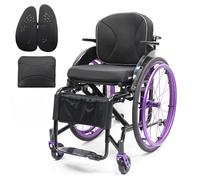 Sedia A Rotelle Sportiva Leggera,Tre Schienali,Sedia A Rotelle Pieghevole da Trasporto,Sedia A Rotelle per Tutti I Terreni in Lega di Alluminio,Sedia A Rotelle Leggera per Adulti,sedie A Rotelle(Seat