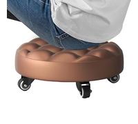 Sedia a rullo, sgabello con ruote, sgabello basso rotondo in pelle PU, sgabello da lavoro a basso livello, sedile meccanico per riparazioni auto, officina e uso domestico, facile da spostare e riporre