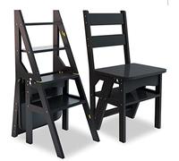 Sedia a Scala Pieghevole a 4 Livelli con la Piattaforma di visualizzazione Sedia Portatile Multi Funzionale per la Cucina e la Biblioteca Sgabello per Scala in Legno Bianco
