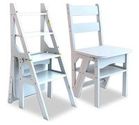 Sedia a Scala Pieghevole a 4 Livelli con la Piattaforma di visualizzazione Sedia Portatile Multi Funzionale per la Cucina e la Biblioteca Sgabello per Scala in Legno Bianco