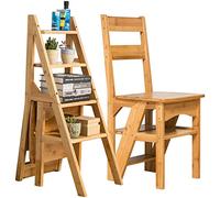 Sedia a Scala Pieghevole a 4 Livelli con la Piattaforma di visualizzazione Sedia Portatile Multi Funzionale per la Cucina e la Biblioteca Sgabello per Scala in Legno Bianco